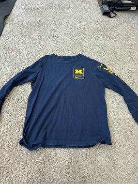 Nike Navy and Maize Michigan Long Sleeve Shirt